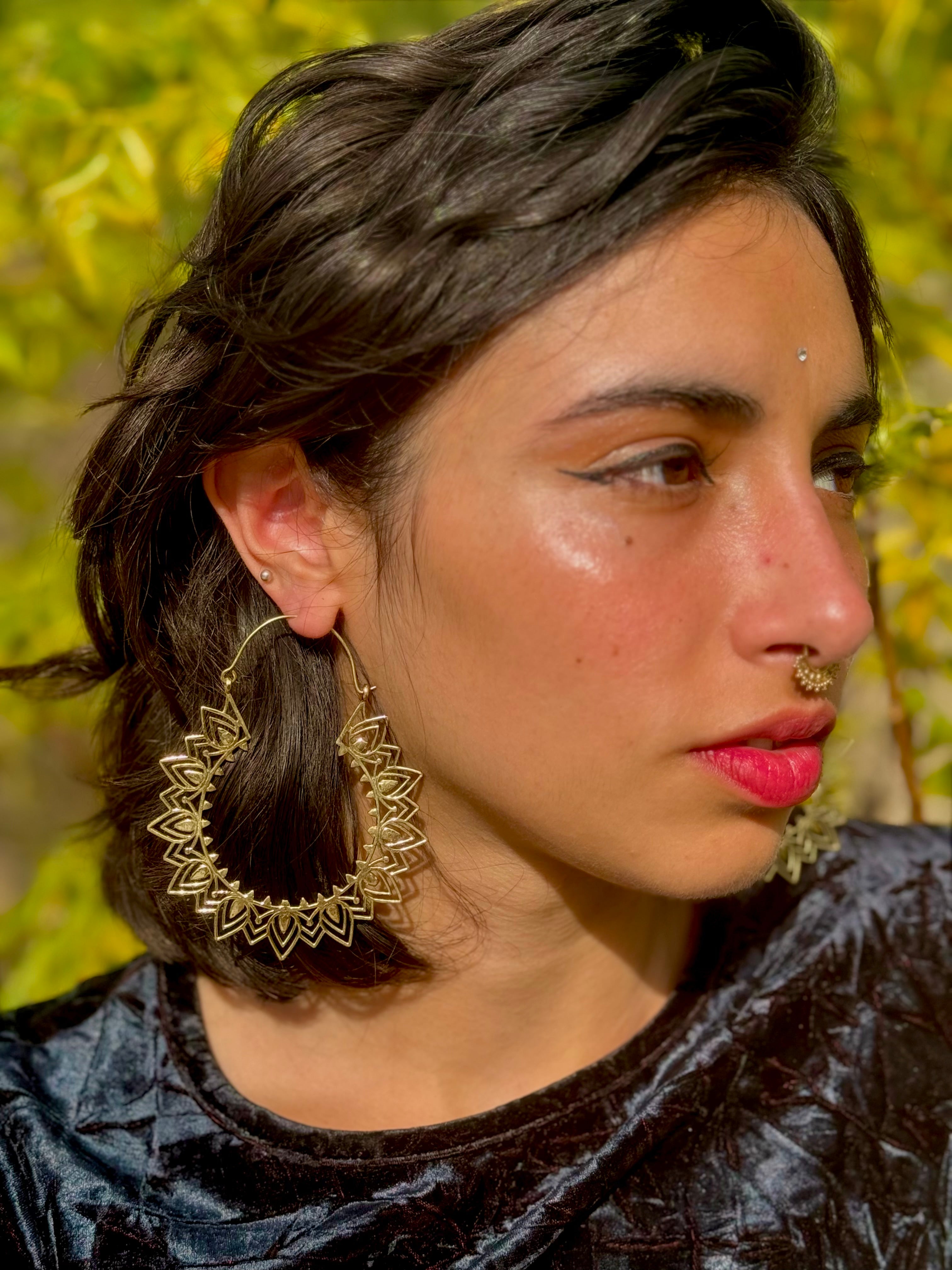 Aros Mandala solar ~ Joyería bohemia