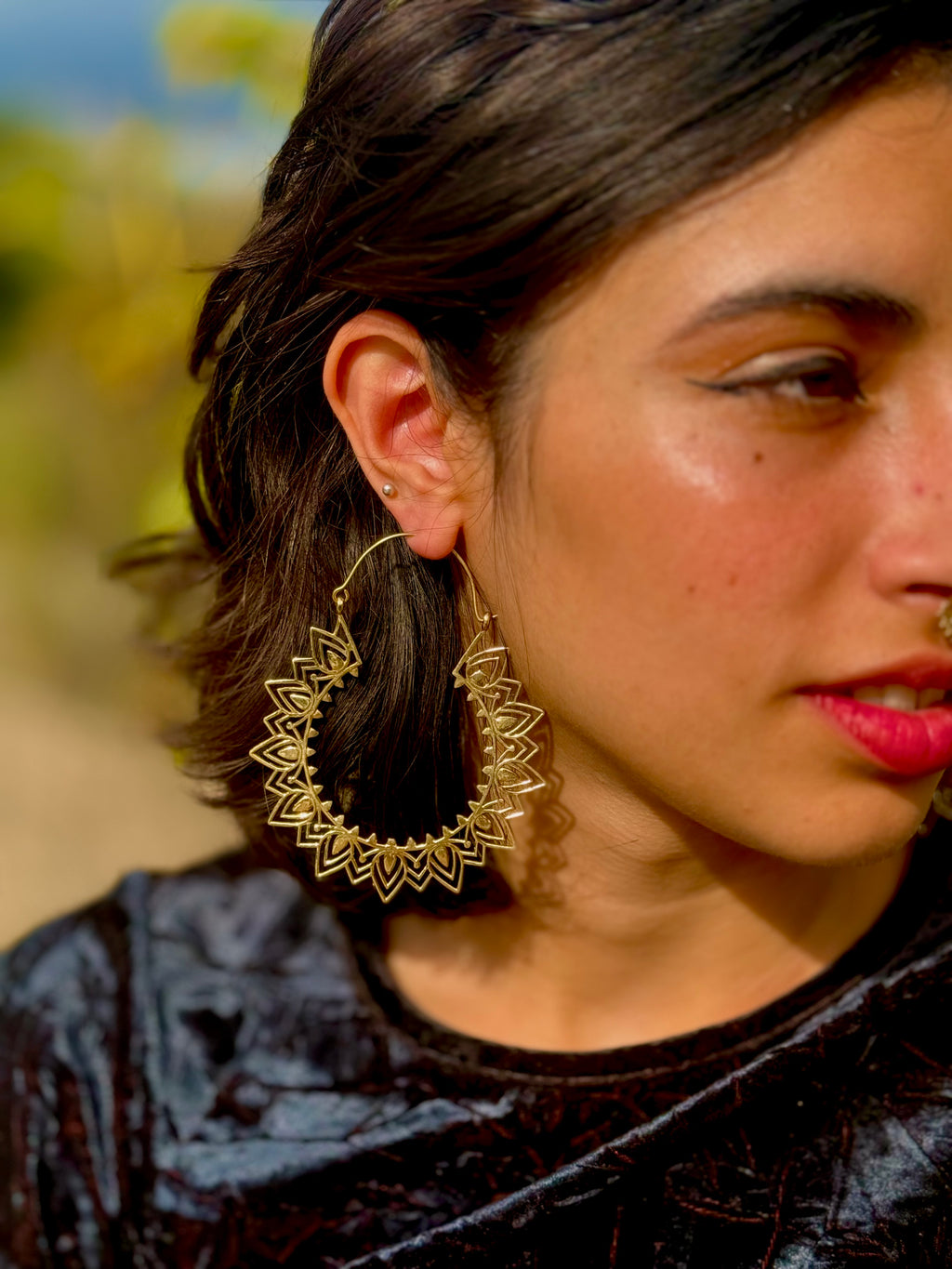 Aros Mandala solar ~ Joyería bohemia